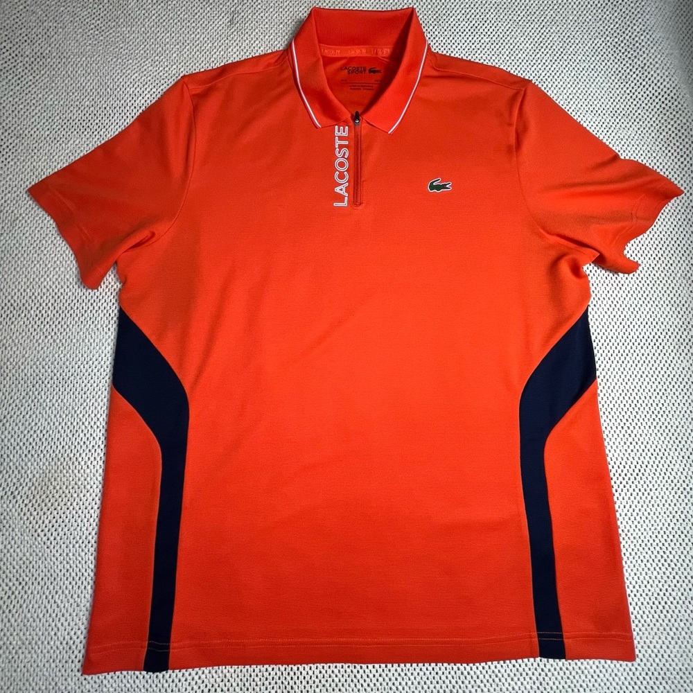 Lacoste Men's Sport Short Sleeve Semi Fancy Zip Polo Shirt men size XL